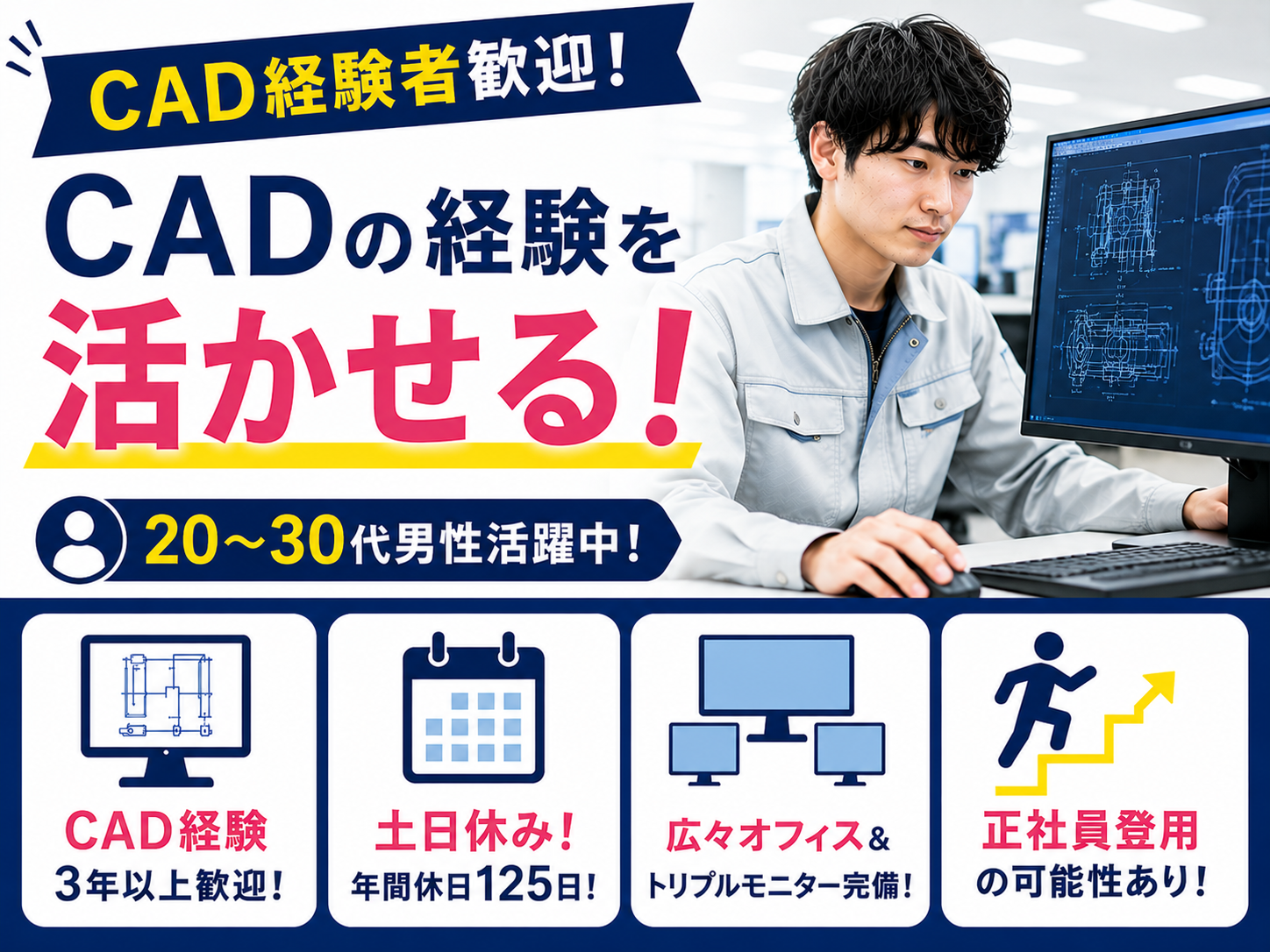 【派遣社員】CADオペレーター｜電機設計（経験活かせる・正社員登用あり）