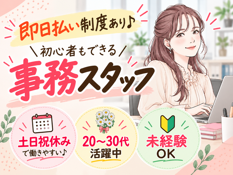 【派遣社員】契約書の作成などの事務サポート（未経験OK・ネイル自由）